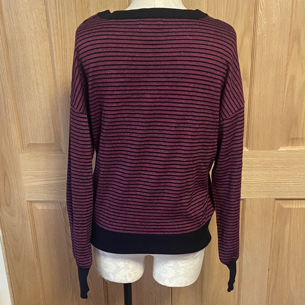 Striped Long-Sleeve Sweater - Black & Plum - Picture 3 of 7